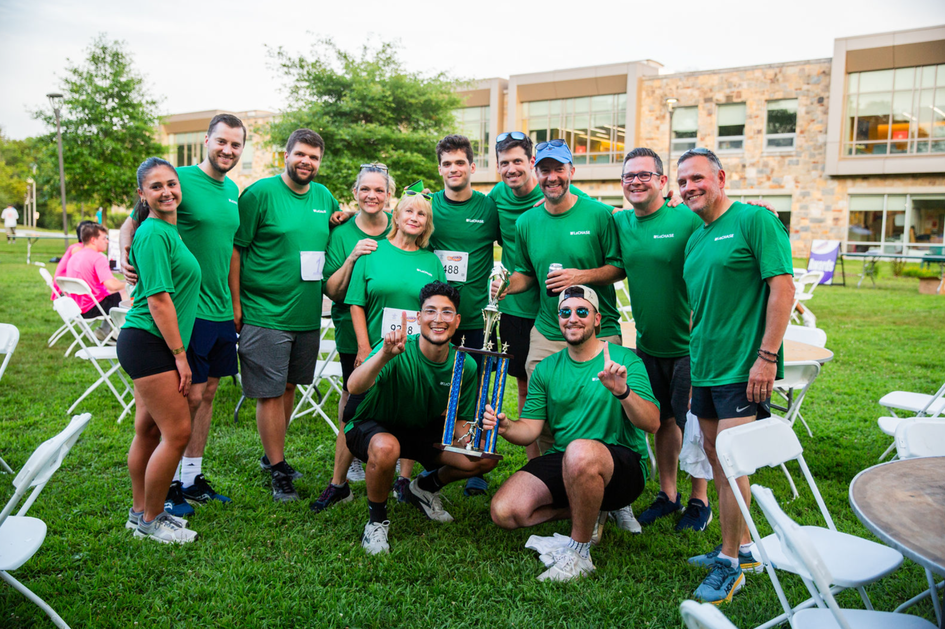 LeChase team wearing Fun Run shirts